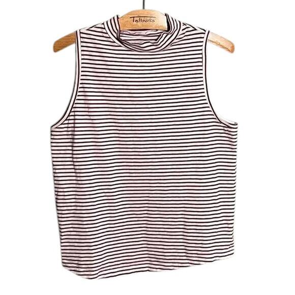 Universal Thread Mock Neck Sleeveless Striped Tank Top Large Burgundy - Picture 2 of 6